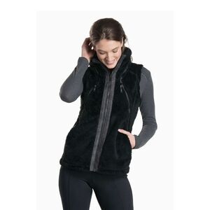 KÜHL Flight Vest, Black Fleece With Stowaway Hood Sz M